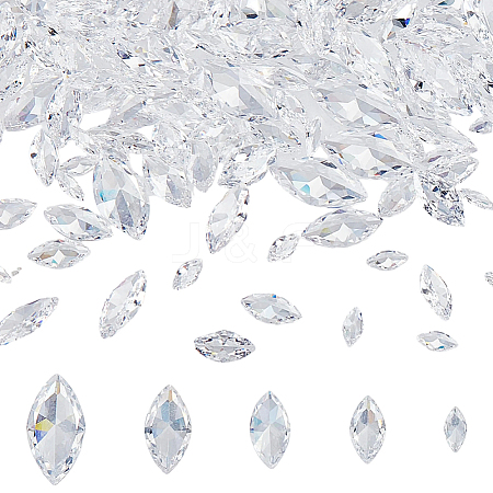 150Pcs Cubic Zirconia Pointed Back Cabochons ZIRC-HY0001-15-1