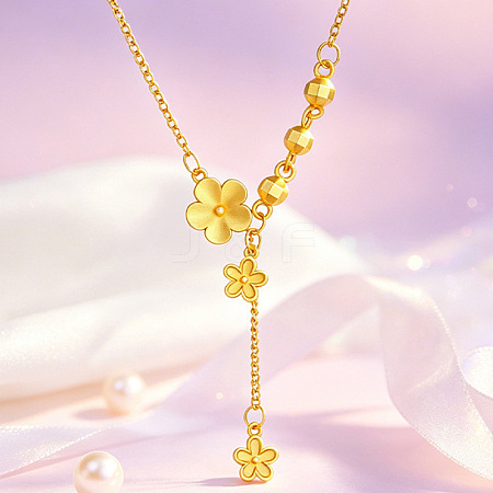 Brass Flower Tassel Pendant Necklaces for Women WG8DA3A-01-1