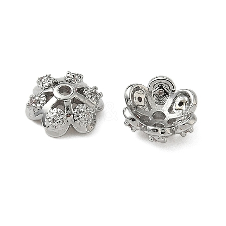 Brass Micro Pave Clear Cubic Zirconia Bead Caps KK-S350-10P-1