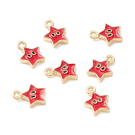 Rack Plating Eco-friendly Brass Enamel Charms KK-D073-01G-01-NR-1