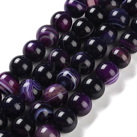 Natural Striped Agate/Banded Agate Beads Strands G-Z060-A01-C12-1