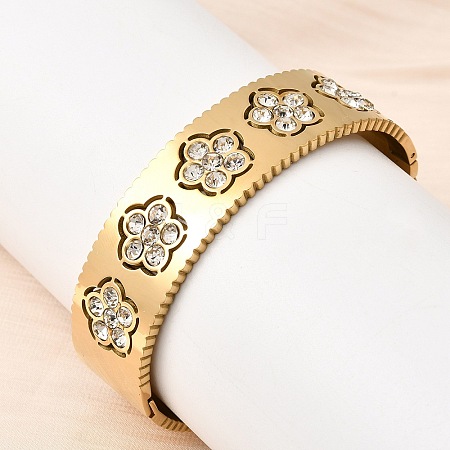 304 Stainless Steel Pave Clear Cubic Zirconia Hinged Bangles for Women BJEW-Z166-02G-1