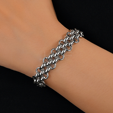 Non-Tarnish Minimalist Punk Stainless Steel Bracelet for Women UR8594-1-1