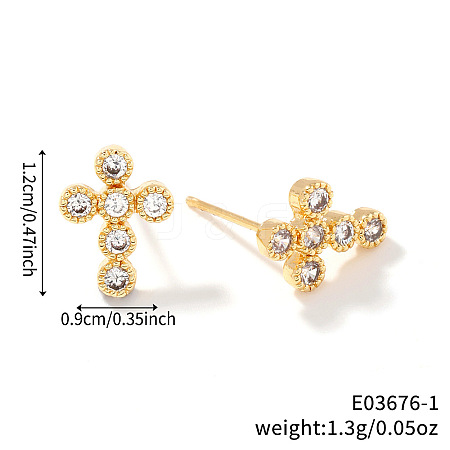 Brass Pave Clear Cubic Zirconia Stud Earrings ZJ0177-2-1