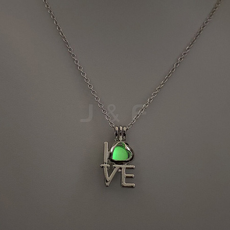 Alloy with Luminous Resin Bead Inside Pendant Necklaces for Women Men FS-WG4D5C2-06-1