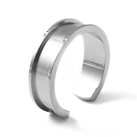 304 Stainless Steel Grooved Cuff Ring Settings RJEW-WH0009-01B-1