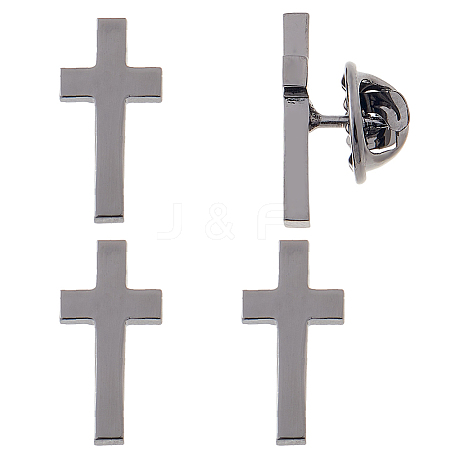 4Pcs Cross Brass Brooches JEWB-FH0001-69EB-1