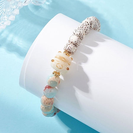 Synthetic Imperial Jasper & Undyed Natural Moon & Star Xingyue Bodhi Beaded Stretch Bracelets for Women BJEW-TA00738-1