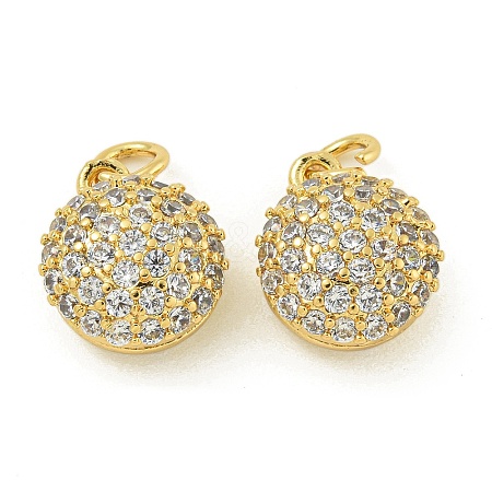 Rack Plating Brass Micro Pave Clear Cubic Zirconia Charms KK-Z067-23G-01-1