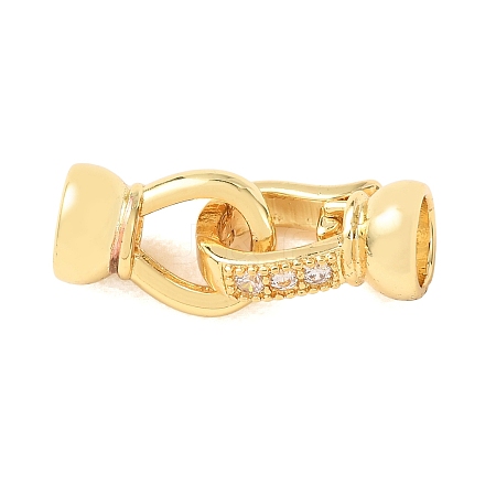 Brass Micro Pave Clear Cubic Zirconia Fold Over Clasps KK-CBA25B2-04G-1