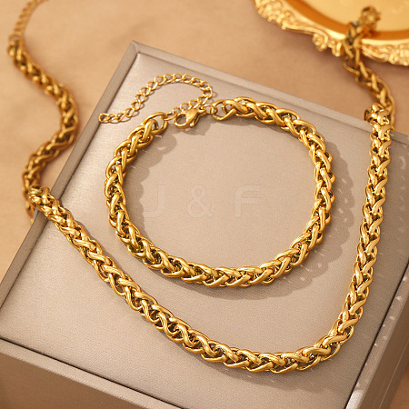304 Stainless Steel Chain Bracelets & Necklaces Sets FS-WGEEBCF-01-1