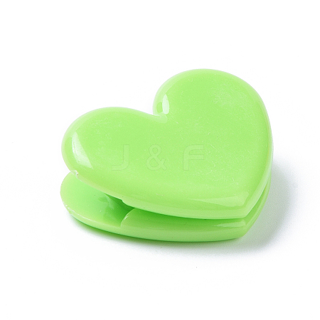  Jewelry Beads Findings Heart Shape Plastic Clips, for Office School Supplies, PaleGreen, 25~26x31~31.5x12~13mm