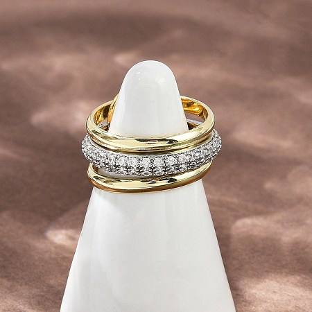 Brass Micro Pave Cubic Zirconia Finger Rings RJEW-D325-01PG-05-1