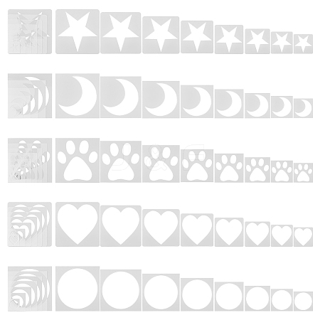 Square PET Plastic Drawing Painting Stencils Templates Sets DIY-WH0304-940-1