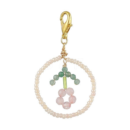 Ring Handmade Glass Seed Beads Pendant Decorations HJEW-MZ00067-01-1