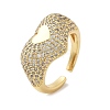 Brass Micro Pave Cubic Zirconia Cuff Rings for Women RJEW-P129-01G-2