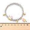 Brass Enamel Round Beads Charm Bracelets for Women BJEW-D317-11A-PG-5