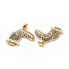 Brass Cubic Zirconia Bird Pendants ZIRC-I062-02G-3