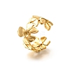 Flower 201 Stainless Steel Open Cuff Ring for Women RJEW-A053-02D-G-2