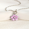 201 Stainless Steel Acrylic Flower Pendant Cable Chain Necklaces for Women WGBABBD-03-1