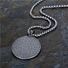 Tibetan Style Alloy Viking Yggdrasil Rune Flat Round Pendant Box Chain Necklaces PW-WG7F7E0-01-3