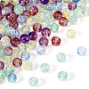 200Pcs 4 Colors Baking Painted Transparent Glass Bead Strands DGLA-TA0001-07-3