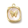 Brass Pave Natural White Shell Pendants LS-KK-U061-07G-1