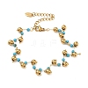 304 Stainless Steel Faceted Round Synthetic Turquoise Beaded Bracelets BJEW-C151-04A-4