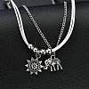 Bohemian Sun & Elephant Alloy Charm 3 Layer Anklets WGD5159-01-1