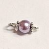 Baking Paint Pearlized Glass Pearl Round Connector Charms PALLOY-TAC0068-05-1