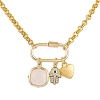 Iron & Natural Rose Quartz Pendants Necklaces NJEW-JN04905-1