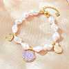 Ocean Brass Micro Pave Clear Cubic Zirconia and Enamel Plum Shell Shape Charm Bracelets for Women KK-CBA68DA-06G-2
