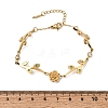 304 Stainless Steel Crystal and Peridot Rhinestone Flower Leaf Link Chain Bracelets SA-CBA7A0F-09G-5