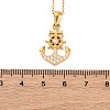 304 Stainless Steel Crystal Rhinestone Anchor Pendant Necklaces NJEW-Z057-01B-G-5