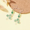 Natural Green Aventurine & Glass Beaded Clover Dangle Earrings EJEW-TA00250-3