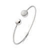 Clear Cubic Zirconia Open Cuff Bangle BJEW-G737-01P-03-4