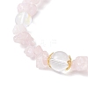 Natural Rose Quartz & Quartz Crystal & Dyed Synthetic Moonstone Beaded Stretch Bracelets for Women BJEW-JB12305-01-3