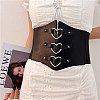 PU Leather Wide Elastic Corset Belt with Alloy Heart Buckle AJEW-WH0007-26-7