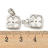 Natural Shell & Brass Square with Flower Charms with Snap on Bails KK-P275-05P-3