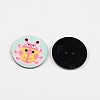 2-Hole Flat Round with Ladybird Pattern Acrylic Buttons BUTT-F055-06A-2
