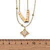 304 Stainless Steel Crystal Rhinestone Flower Pendant Double Layer Necklaces NJEW-R026-07G-5