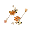 Honeycomb & Bees Alloy Enamel Dangle Earrings EJEW-TA00515-4