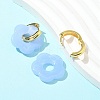 Brass Resin Flower Hoop Earrings for Women EJEW-U038-01G-06-3