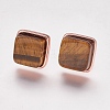 Natural Tiger Eye Stud Earrings EJEW-F139-A02-3