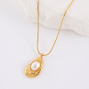 Elegant Stainless Steel with Imitation Pearl Teardrop Pendant Necklaces for Fashionable Women AJ2709-4