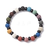 Natural Lava Rock & Coconut Shell Beaded Stretch Bracelets for Women Men BJEW-JB12470-02-2