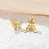 Brass Micro Pave Clear Cubic Zirconia Stud Earrings EJEW-M076-02G-02-5