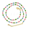 Brass Enamel Column Link Chain Necklaces NJEW-H039-11A-01G-2