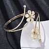 Lotus Alloy Arm Cuff Bangles for Girl Women AJEW-A063-01E-G-2