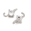 Brass Pave Clear Cubic Zirconia Flat Round Connector Charms KK-H538-21A-P-2